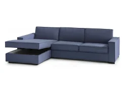 Sofá fixo Dfabbia, Sofá de canto, 100% Fabricado na Itália, Sofá da sala com, Península esquerda, com braços padrão, 280x95h90 cm, Azul