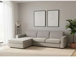 Sofá fixo Dfabbia, Sofá de canto, 100% Fabricado na Itália, Sofá da sala com, Península esquerda, com braços padrão, 280x95h90 cm, Cinza