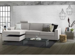 Sofá fixo Dfabbia, Sofá de canto, 100% Fabricado na Itália, Sofá da sala com, Península esquerda, com braços padrão, 280x95h90 cm, Cinza