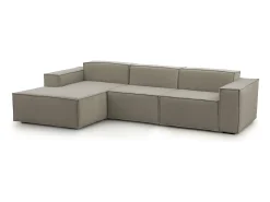 Sofá fixo Dflori, sofá modular de 3 lugares com península esquerda, 100% Fabricado na Itália, Sofá de tecido moderno, 300x170h70 cm, Taupe