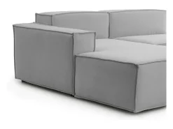 Sofá fixo Dflori, sofá modular de 3 lugares com península esquerda, 100% Fabricado na Itália, Sofá de tecido moderno, 300x170h70 cm, Cinza