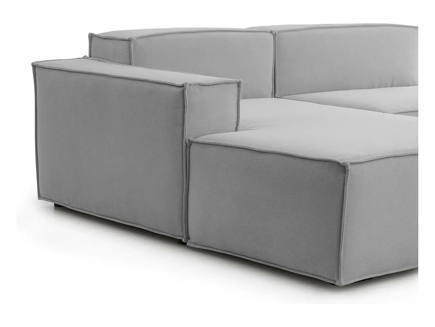 Sofá fixo Dflori, sofá modular de 3 lugares com península esquerda, 100% Fabricado na Itália, Sofá de tecido moderno, 300x170h70 cm, Cinza