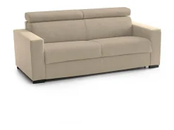 Sofá fixo Dfrar, ofá de 3 lugare, 100% Fabricado na Itália, Sofá da ala, em tecido acolchoado, com apoio de cabeça ajutávei â€<â€<e braço padrão, 220x95h85 cm, Bege