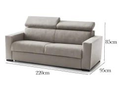 Sofá fixo Dfrar, sofá de 3 lugares, 100% Made in Italy, Sofá de sala, em tecido acolchoado, com apoios de cabeça ajustáveis e braços standard, 220x95h85 cm, Taupe