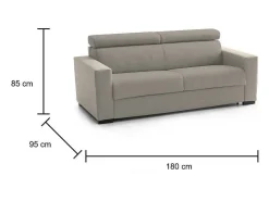 Sofá fixo Dgambar, ofá de 2 lugare, 100% Made in Italy, Sofá de ala, em tecido acolchoado, com apoio de cabeça ajutávei â€<â€<e braço tandard, 180x95h85 cm, Taupe