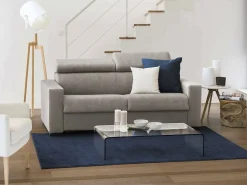 Sofá fixo Dgambar, ofá de 2 lugare, 100% Made in Italy, Sofá de ala, em tecido acolchoado, com apoio de cabeça ajutávei â€<â€<e braço tandard, 180x95h85 cm, Taupe