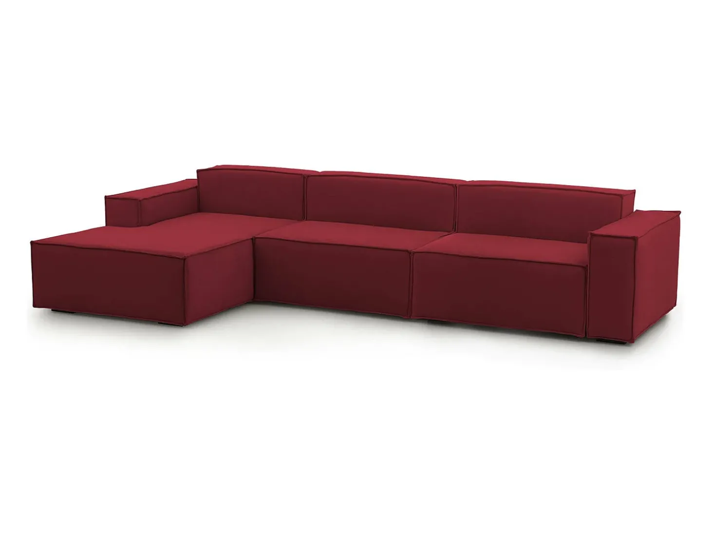 Sofá fixo Dgarzy, sofá modular de 4 lugares com península esquerda, 100% Fabricado na Itália, Sofá de tecido moderno, 340x170h70 cm, Vermelho