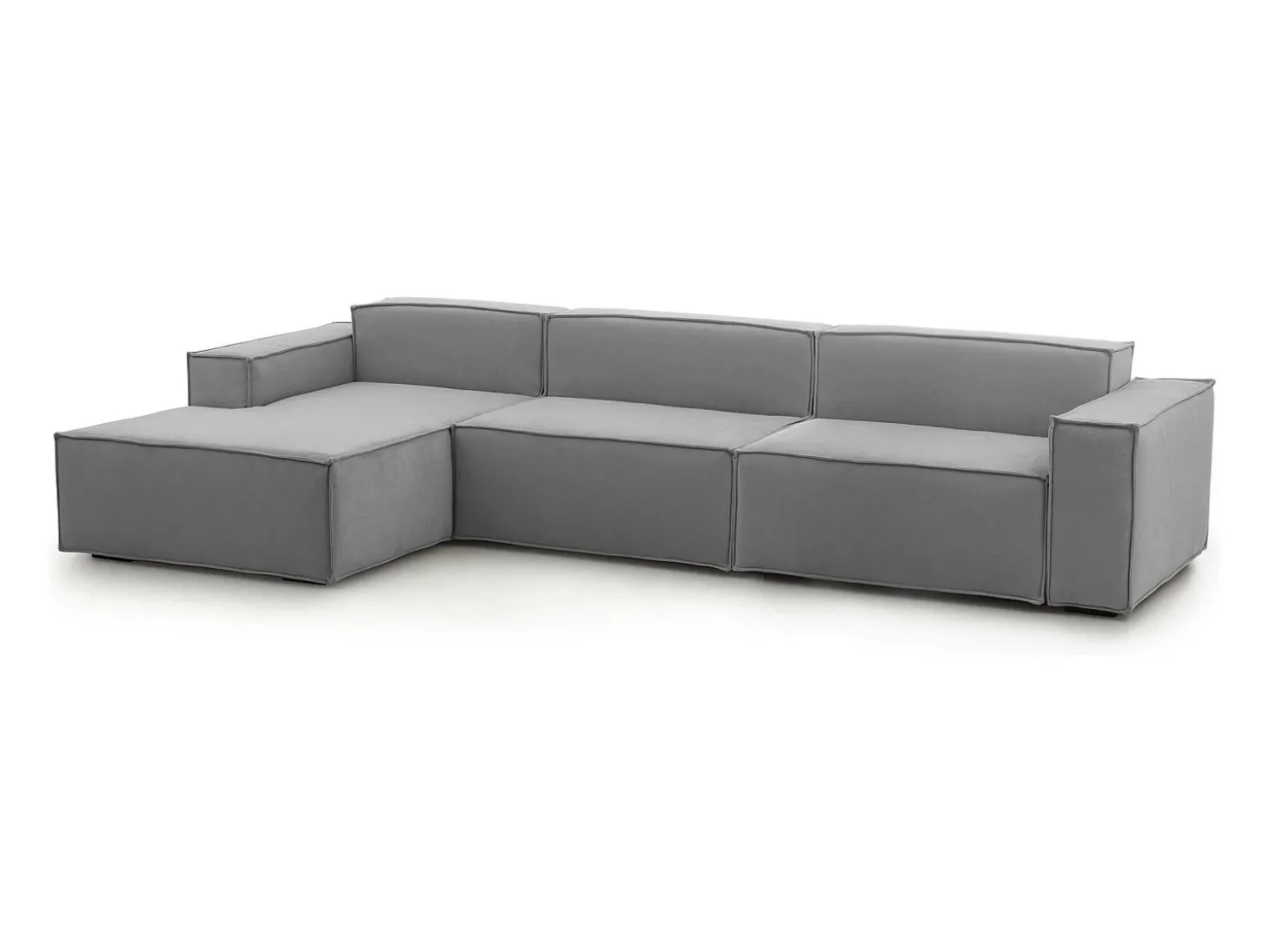 Sofá fixo Dgarzy, sofá modular de 4 lugares com península esquerda, 100% Fabricado na Itália, Sofá de tecido moderno, 340x170h70 cm, Cinza