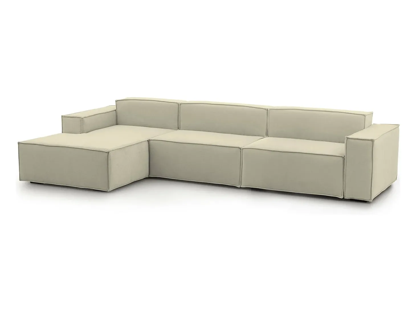 Sofá fixo Dgarzy, sofá modular de 4 lugares com península esquerda, 100% Fabricado na Itália, Sofá de tecido moderno, 340x170h70 cm, Bege
