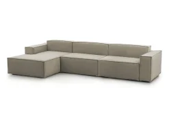 Sofá fixo Dgarzy, sofá modular de 4 lugares com península esquerda, 100% Fabricado na Itália, Sofá de tecido moderno, 340x170h70 cm, Taupe