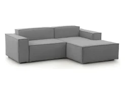 Sofá fixo Dgatta, Sofá modular grande de 2 lugares com península direita, 100% Fabricado na Itália, Sofá de tecido moderno, 240x170h70 cm, Cinza