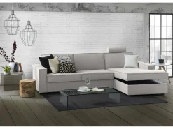 Sofá fixo Dgodea, Sofá de canto, 100% Fabricado na Itália, Sofá da sala com península direita, com braços finos, 260x95h90 cm, Cinza