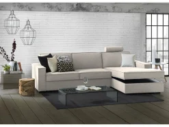 Sofá fixo Dgodea, Sofá de canto, 100% Fabricado na Itália, Sofá da sala com, Península direita, com braços finos, Cm 260x95h90, Taupe