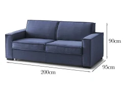 Sofá fixo Dgozz, Sofá grande de 2 lugares, 100% Fabricado na Itália, Sofá da sala em tecido, com braços padrão, 200x95h90 cm, Azul