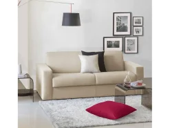 Sofá fixo Dgrabb, sofá de 3 lugares, 100% Fabricado na Itália, Sofá da sala, em tecido acolchoado, com braços finos, 200x95h90 cm, Bege