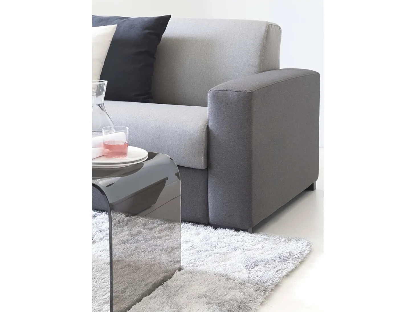 Sofá fixo Dgrabb, sofá de 3 lugares, 100% Fabricado na Itália, Sofá da sala, em tecido acolchoado, com braços finos, 200x95h90 cm, Cinza e Antracite