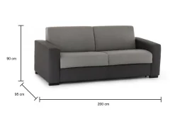 Sofá fixo Dgrabb, sofá de 3 lugares, 100% Fabricado na Itália, Sofá da sala, em tecido acolchoado, com braços finos, 200x95h90 cm, Cinza e Antracite