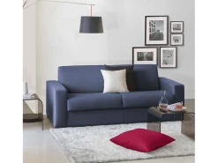 Sofá fixo Dgrabb, sofá de 3 lugares, 100% Fabricado na Itália, Sofá da sala, em tecido acolchoado, com braços finos, 200x95h90 cm, Azul