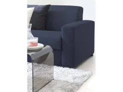 Sofá fixo Dgrabb, sofá de 3 lugares, 100% Fabricado na Itália, Sofá da sala, em tecido acolchoado, com braços finos, 200x95h90 cm, Azul