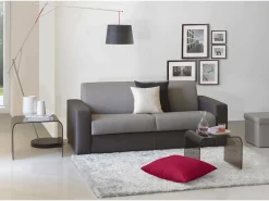 Sofá fixo Dgunte, Sofá grande de 2 lugares, 100% Fabricado na Itália, Sofá da sala, em tecido acolchoado, com braços finos, 180x95h90 cm, Cinza e Antracite
