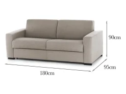 Sofá fixo Dgunte, Sofá grande de 2 lugares, 100% Fabricado na Itália, Sofá da sala, em tecido acolchoado, com braços finos, 180x95h90 cm, Taupe