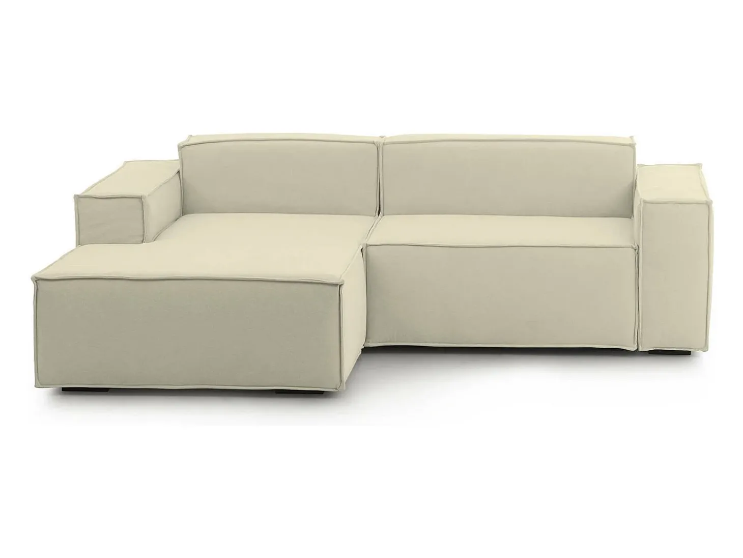 Sofá fixo Dkivil, sofá modular de 2 lugares com península esquerda, 100% Fabricado na Itália, Sofá de tecido moderno, 220x170h70 cm, Bege