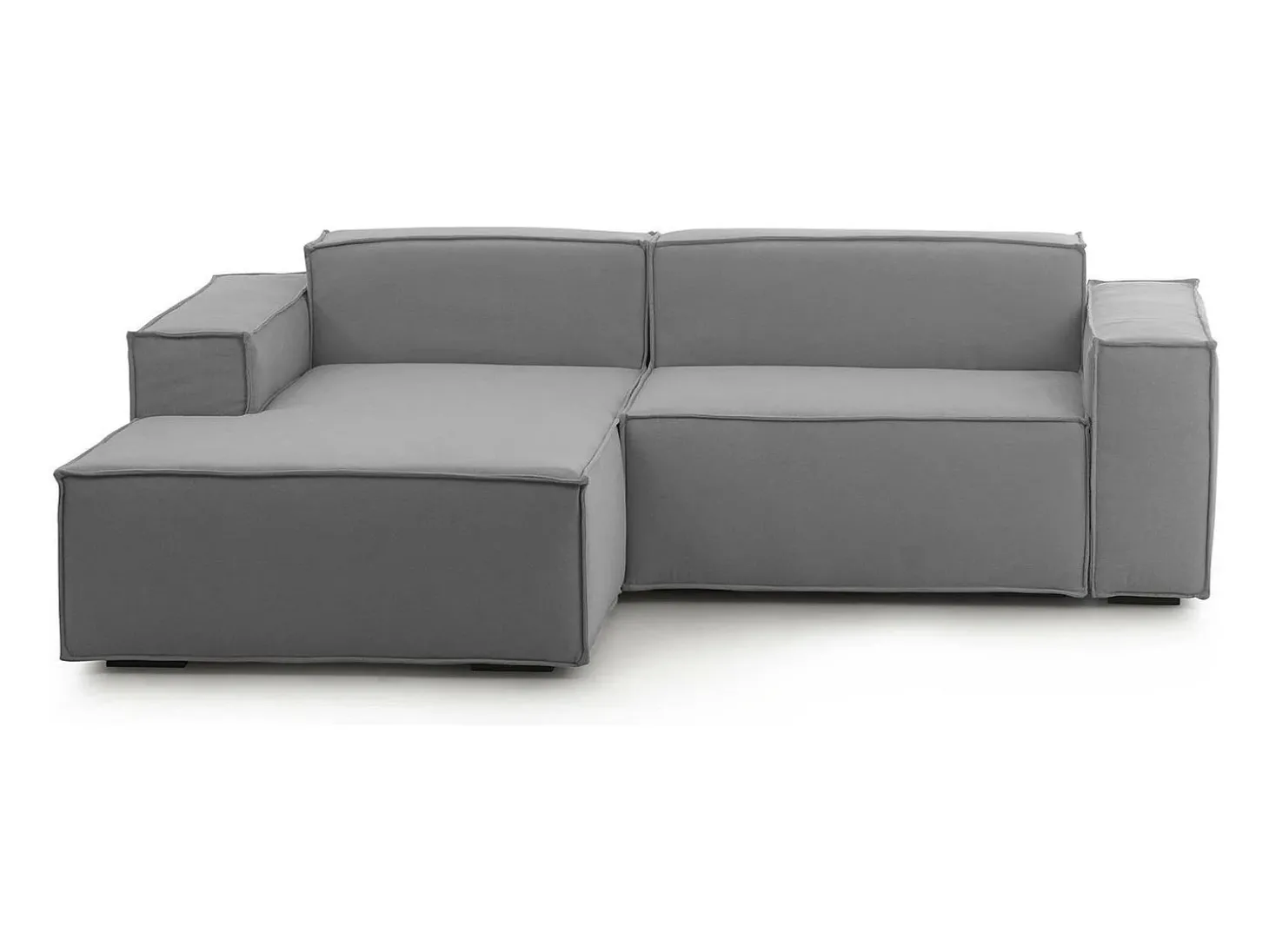 Sofá fixo Dkivil, sofá modular de 2 lugares com península esquerda, 100% Fabricado na Itália, Sofá de tecido moderno, 220x170h70 cm, Cinza