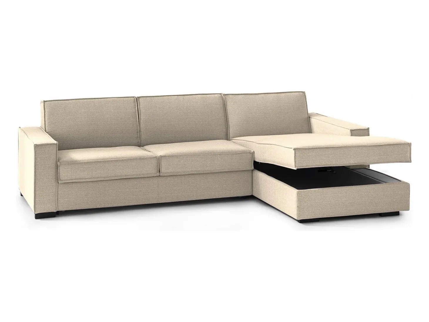 Sofá fixo Dkiyin, Sofá de canto, 100% Fabricado na Itália, Sofá da sala com península de contêiner direita, com braços padrão, 280x95h90 cm, Bege
