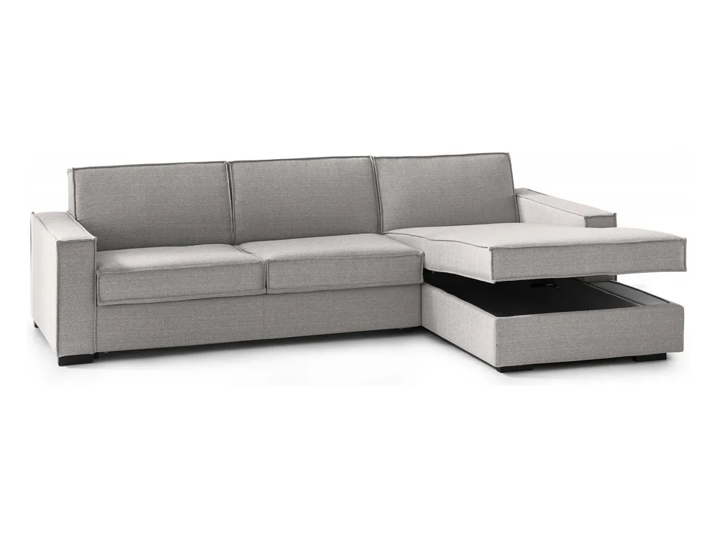 Sofá fixo Dkiyin, Sofá de canto, 100% Fabricado na Itália, Sofá da sala com península de contêiner direita, com braços padrão, 280x95h90 cm, Cinza