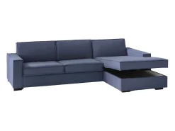 Sofá fixo Dkiyin, Sofá de canto, 100% Fabricado na Itália, Sofá da sala com península de contêiner direita, com braços padrão, 280x95h90 cm, Azul
