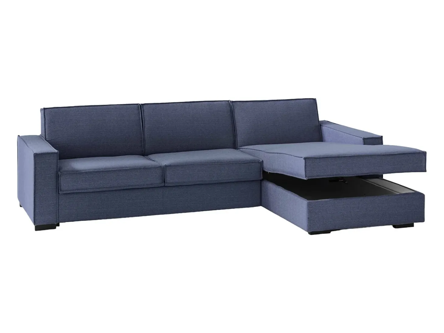 Sofá fixo Dkiyin, Sofá de canto, 100% Fabricado na Itália, Sofá da sala com península de contêiner direita, com braços padrão, 280x95h90 cm, Azul