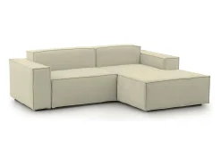 Sofá fixo Dlorenz, sofá modular de 2 lugares com península direita, 100% Fabricado na Itália, Sofá de tecido moderno, 220x170h70 cm, Bege