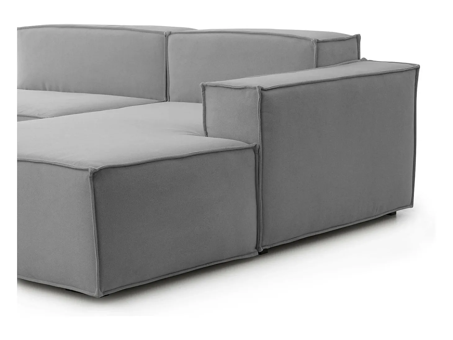 Sofá fixo Dlorenz, sofá modular de 2 lugares com península direita, 100% Fabricado na Itália, Sofá de tecido moderno, 220x170h70 cm, Cinza