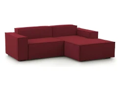 Sofá fixo Dlorenz, sofá modular de 2 lugares com península direita, 100% Fabricado na Itália, Sofá de tecido moderno, 220x170h70 cm, Vermelho