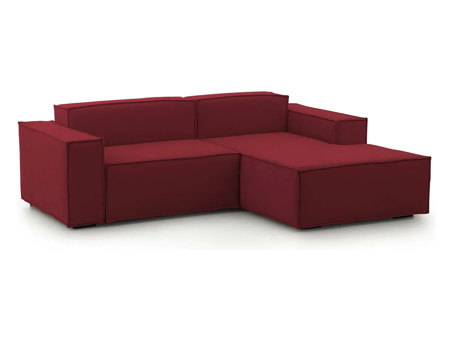 Sofá fixo Dlorenz, sofá modular de 2 lugares com península direita, 100% Fabricado na Itália, Sofá de tecido moderno, 220x170h70 cm, Vermelho