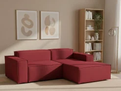 Sofá fixo Dlorenz, sofá modular de 2 lugares com península direita, 100% Fabricado na Itália, Sofá de tecido moderno, 220x170h70 cm, Vermelho