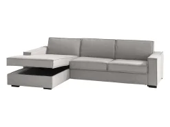 Sofá fixo Dlovis, Sofá de canto, 100% Fabricado na Itália, Sofá da sala com, Península esquerda, com braços finos, 260x95h90 cm, Cinza