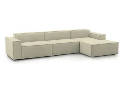 Sofá fixo Dmaiol, sofá modular de 4 lugares com península direita, 100% Fabricado na Itália, Sofá de tecido moderno, 340x170h70 cm, Bege