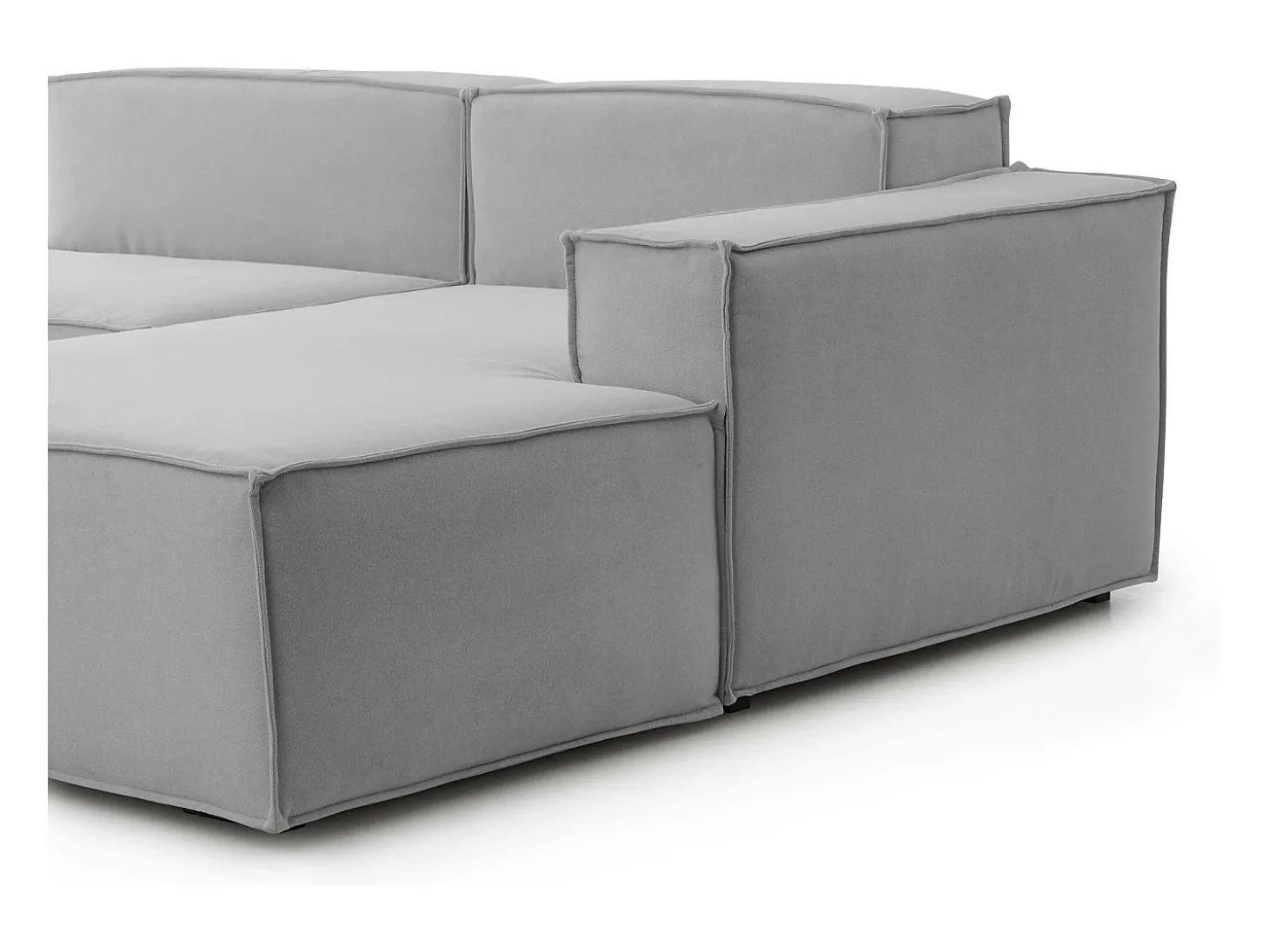 Sofá fixo Dmaiol, sofá modular de 4 lugares com península direita, 100% Fabricado na Itália, Sofá de tecido moderno, 340x170h70 cm, Cinza