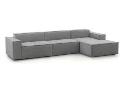 Sofá fixo Dmaiol, sofá modular de 4 lugares com península direita, 100% Fabricado na Itália, Sofá de tecido moderno, 340x170h70 cm, Cinza