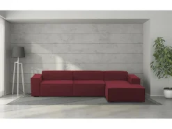 Sofá fixo Dmaiol, sofá modular de 4 lugares com península direita, 100% Fabricado na Itália, Sofá de tecido moderno, 340x170h70 cm, Vermelho