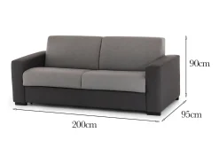 Sofá fixo Dmarchi, Sofá grande de 2 lugares, 100% Fabricado na Itália, Sofá da sala em tecido acolchoado, com braços padrão, 200x95h90 cm, Cinza e Antracite