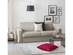 Sofá fixo Dmarchi, Sofá grande de 2 lugares, 100% Fabricado na Itália, Sofá da sala em tecido acolchoado, com braços padrão, 200x95h90 cm, Taupe