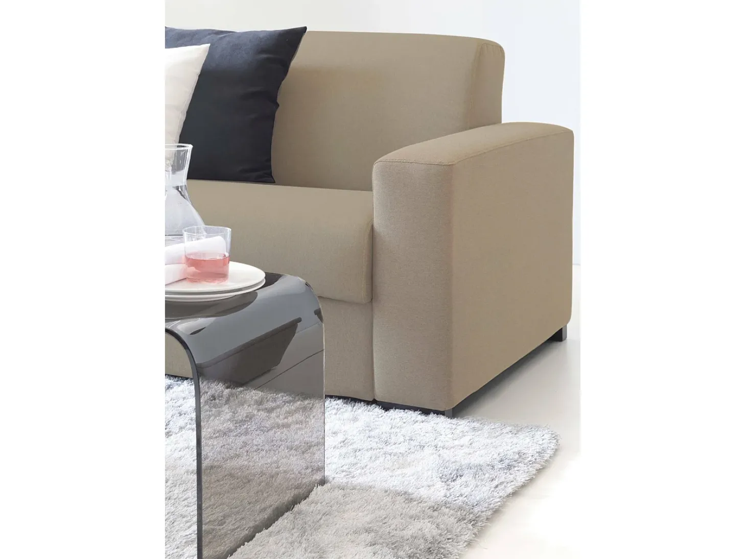 Sofá fixo Dmarchi, Sofá grande de 2 lugares, 100% Fabricado na Itália, Sofá da sala em tecido acolchoado, com braços padrão, 200x95h90 cm, Bege