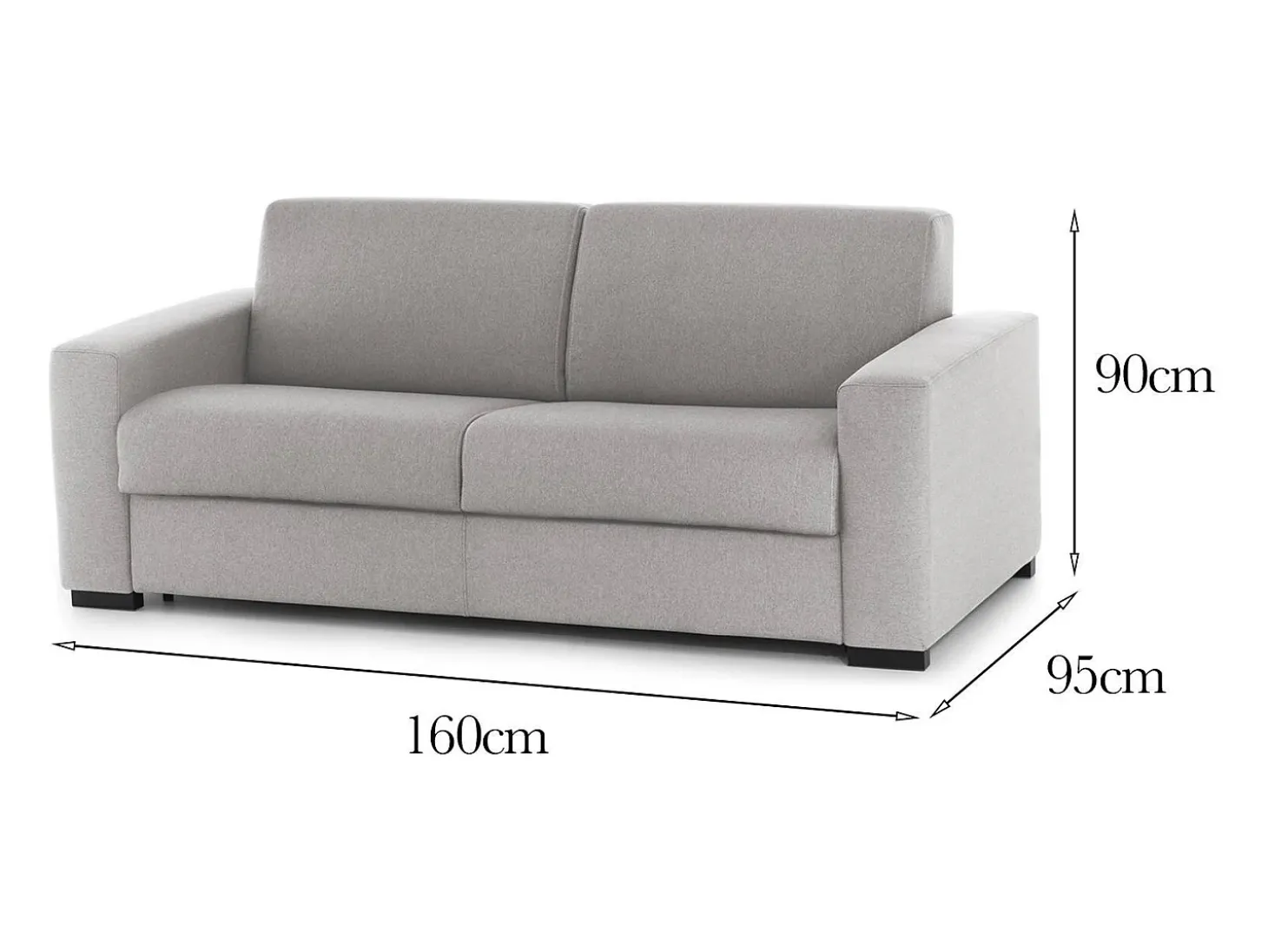 Sofá fixo Dmazzon, sofá de 2 lugares, 100% Fabricado na Itália, Sofá da sala, em tecido acolchoado, com braços finos, 160x95h90 cm, Cinza