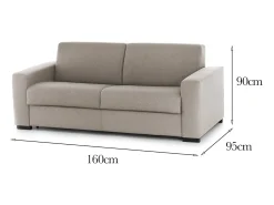 Sofá fixo Dmazzon, sofá de 2 lugares, 100% Fabricado na Itália, Sofá da sala, em tecido acolchoado, com braços finos, Cm 160x95h90, Taupe