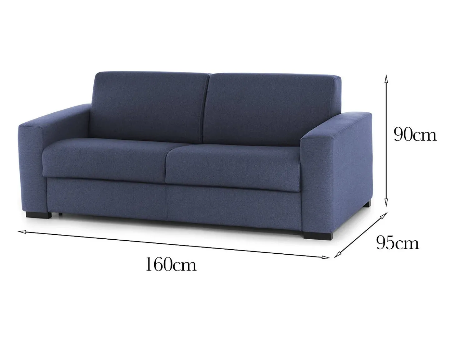 Sofá fixo Dmazzon, sofá de 2 lugares, 100% Fabricado na Itália, Sofá da sala, em tecido acolchoado, com braços finos, 160x95h90 cm, Azul