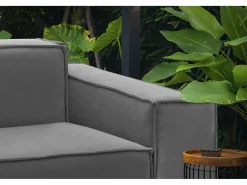 Sofá fixo Dmelucc, sofá modular linear de 3 lugares, 100% Fabricado na Itália, Sofá moderno para sala em tecido, 260x95h70 cm, Cinza