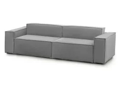 Sofá fixo Dmelucc, sofá modular linear de 3 lugares, 100% Fabricado na Itália, Sofá moderno para sala em tecido, 260x95h70 cm, Cinza