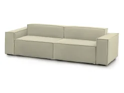Sofá fixo Dmelucc, sofá modular linear de 3 lugares, 100% Fabricado na Itália, Sofá moderno para sala em tecido, 260x95h70 cm, Bege